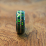 Solid Cold Black Opal Ring with Triple White Opal Inlays