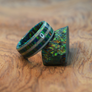 Solid Cold Black Opal Ring with Triple White Opal Inlays