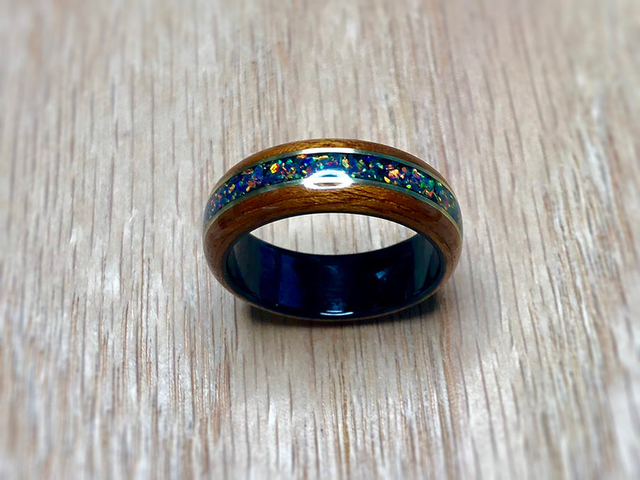 Mahogany with Cold Black Opal and Black Epoxy Ring