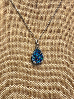 Black and Blue Opal Necklace
