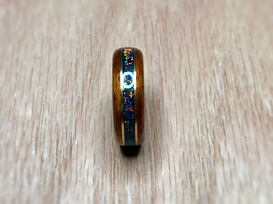 Expedited: Mahogany with Cold Black Opal and Black Epoxy Ring