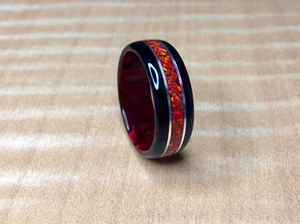 CUSTOM: Mahogany with Crushed Red Fire Opal Ring