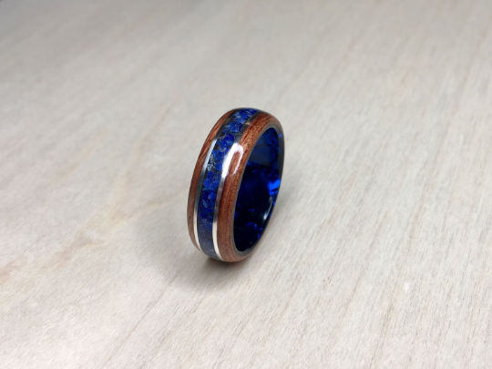 Bubinga with Lapis lazuli and Blue Epoxy Core Ring