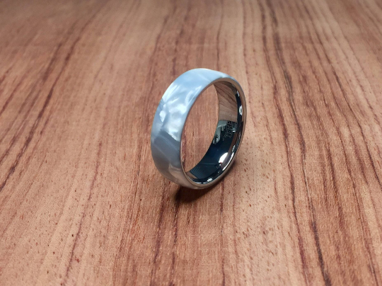 White Pearl Epoxy with Tungsten Core Ring Tempest Rings