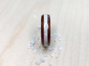 Quarter Sawn Sapele with White Opal and Tungsten Core Ring