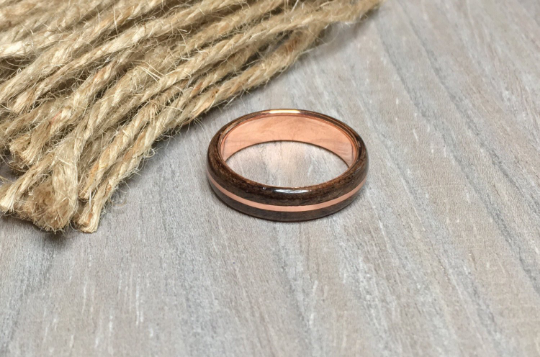 Walnut Burl and Copper Ring