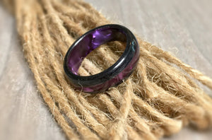 Black Wood and Pearlescent Purple Epoxy Ring