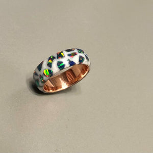 Custom Glow/White pearl Galaxy Cluster Copper Ring
