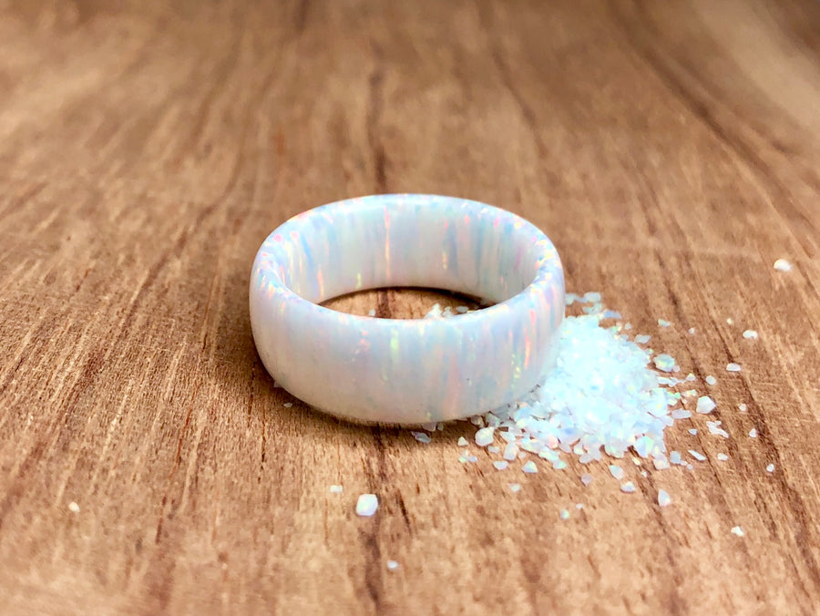 Custom Size(3.25,7mm): Snowy Solid Opal Ring