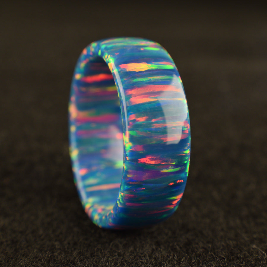 Teal Fire Solid Bello Opal Ring
