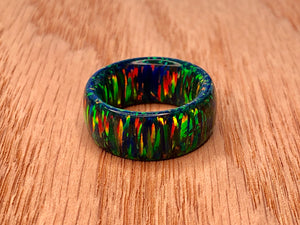 Cold Black Fire Solid Opal Ring