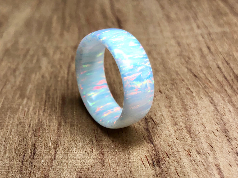 Snowy Solid Opal Ring